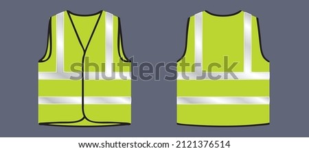 safety vest or Safety jacket in yellow colour, jacket design vector illustration Royalty-Free Stock Photo #2121376514