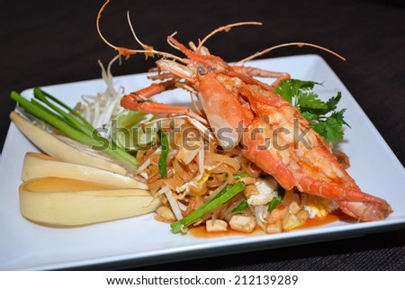 Fried noodle with river prawn Thai style food , Pad thai