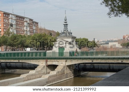 one of the locks of the Manzanares river as it passes through Madrid