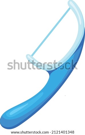 Floss pick. Dental care icon. Cartoon oral health tool isolated on white background