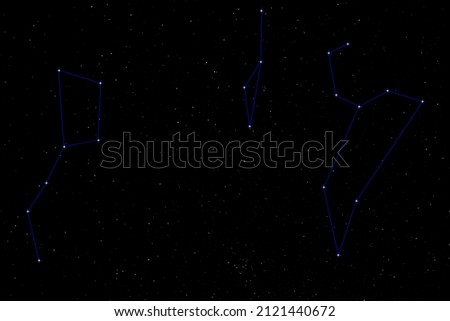 nightscape, night full of stars, view into a bright night sky of the northern hemisphere constellation Ursa Major, Leo and Leo Minor Royalty-Free Stock Photo #2121440672
