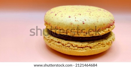 Delicious macaroon cakes isolated. Bright macarons. Sweet background. Multi-colored round cookies and cakes. Bright background.