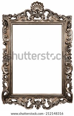 Classic vintage Antique gilded frame isolated on white background with Clipping Path. 