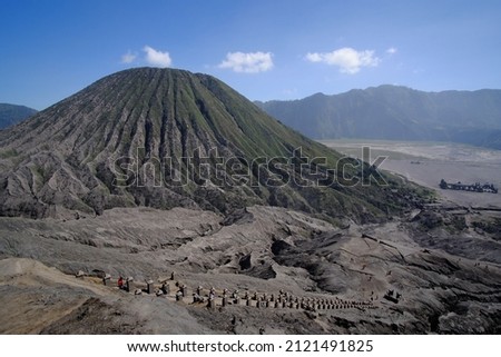 Mini dead volcano crater alongside the main crater for Mount bromo