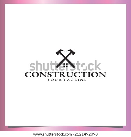 Flat black Construction logo premium elegant template vector eps 10