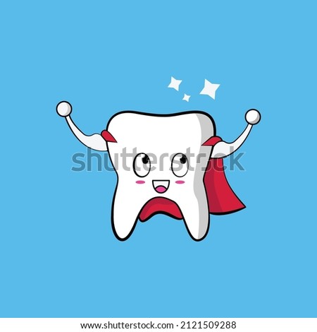 Strong teeth cartoon vector. Super hero concept illustration.