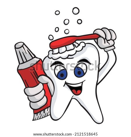 brush teeth cartoon vector design. suitable for coloring book for young learner in educate them.