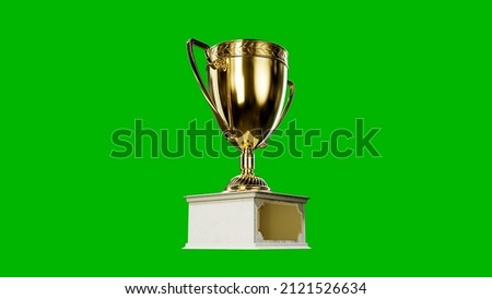 award goblet with podium on green screen, isolated - object 3D illustration