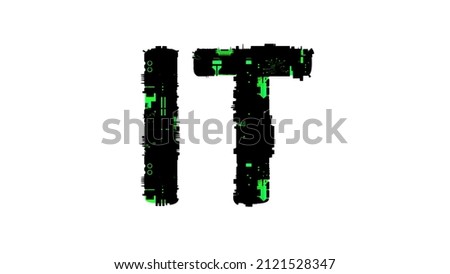 IT black - green cybernetic digital text, isolated - object 3D rendering