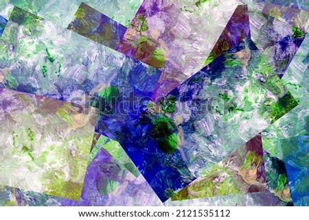 Fashionable image is a modern abstract image.Liquid acrylic plus watercolor.  Beautiful multicolored blue and white mixed mosaic image