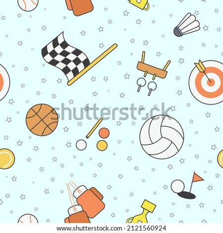 Sport - Vector color background (seamless pattern) of symbols type of sports for graphic design