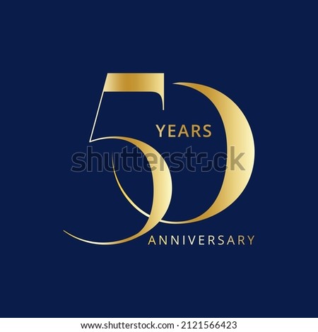 50 Year Anniversary Logo, Golden Color, Vector Template Design element for birthday, invitation, wedding, jubilee and greeting card illustration. Royalty-Free Stock Photo #2121566423