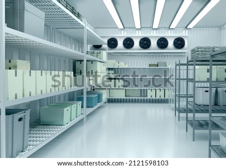 Refrigeration chamber for food storage Royalty-Free Stock Photo #2121598103
