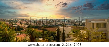 Panoramic view of the city of Paphos in Cyprus. Royalty-Free Stock Photo #2121649403