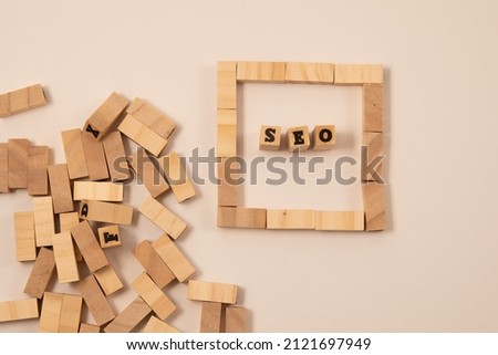 seo - isolated text in wooden building blocks