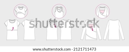 Vector illustration of women's lactating t-shirts. Front and back Royalty-Free Stock Photo #2121711473