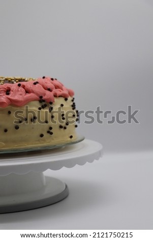 Beautiful birthday pastry with white background