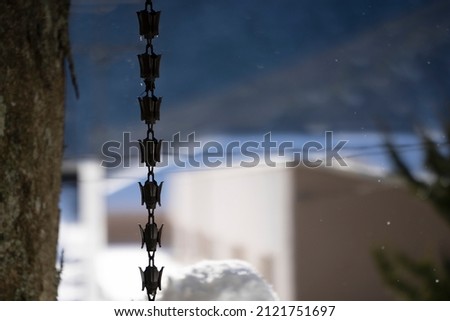 Rain chain on the roof of a Japanese shrine.