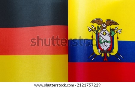fragments of the national flags of Germany and Ecuador in close-up