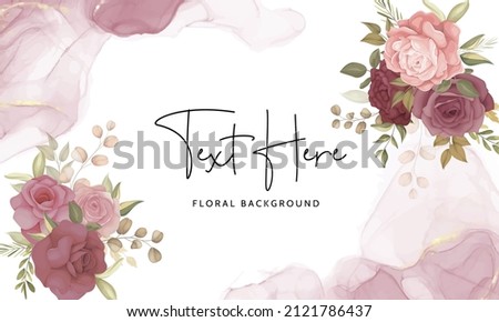 Beautiful floral frame background with hand drawn flower and leaves