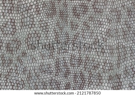 Genuine leather texture background close-up, embossed under the skin a beautiful pattern of leopard, blue color print, fashion trend jungle background