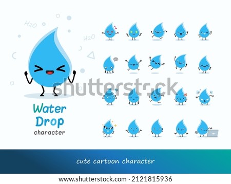water drops, cute cartoon character, world water day illustration, signs - Symbols