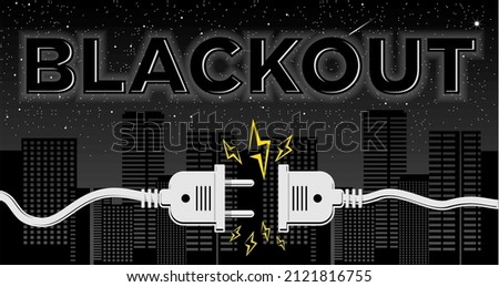 Blackout power failure in city. Electric socket with plug. Disconnect concept,  error connection. Electric plug  and outlet socket unplugged. Vector Royalty-Free Stock Photo #2121816755