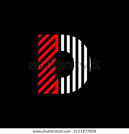 Abstract Letter D Line. Transition color linear logo. Linear modern lettering lines. Font alphabet template. Set logo thin line clean style, black background.