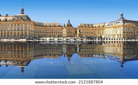 The Water Mirror, in front of the Place de la Bourse in Bordeaux. Royalty-Free Stock Photo #2121887804