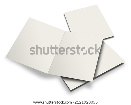 Brochure blank white template for presentation layouts and design. 3D rendering. Digitally Generated Image. Isolated on white background.