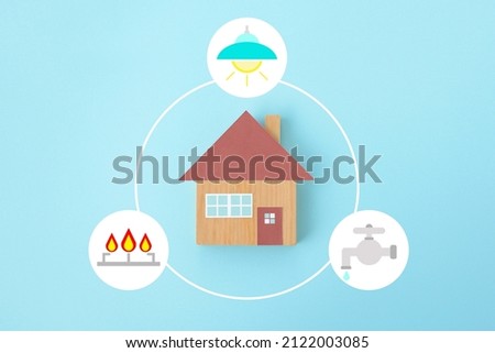 House object and light, gas and water utility clipping art Royalty-Free Stock Photo #2122003085