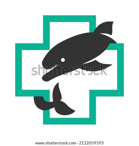 cross medical dolphin Icon Illustration Brand Identity