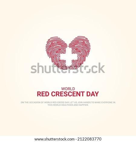 World red crescent red cross day,  Finger print and red cross concept design for poster, banner vector illustration 15. 3d illustration