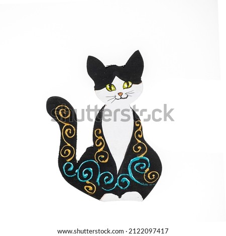 Cat handmade on a white background.