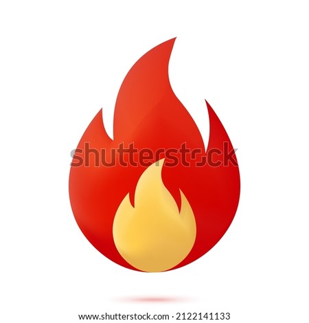 Fire flame icon. 3d rendering
