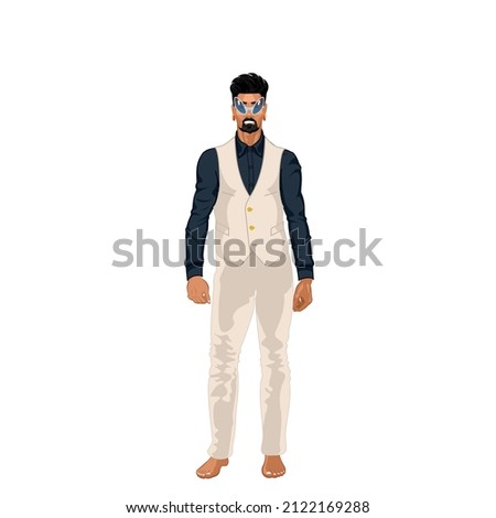Man avatar for social networks and websites. Man full body front view. Cartoon image of a male. Men fashion design. Fictional male anime character.