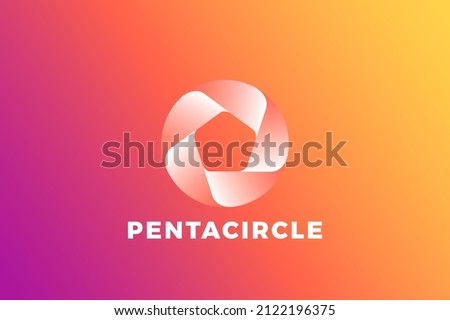 Pentagon in Circle Logo design vector template infinity loop style. Royalty-Free Stock Photo #2122196375