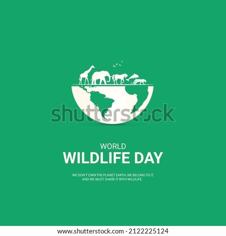 Half World and wild animal, world wildlife day, suitable design for poster, banner vector illustration 14.  Royalty-Free Stock Photo #2122225124