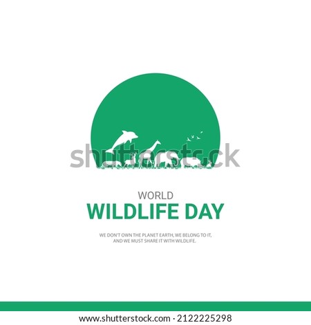 World wildlife day, 
Wild animals in world shape wildlife day design for poster, banner vector illustration 08.  Royalty-Free Stock Photo #2122225298