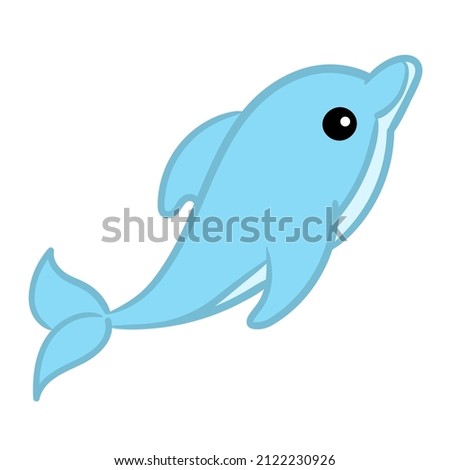 Funny Cartoon dolphin. Cute dolphin vector Illustration on a white background.