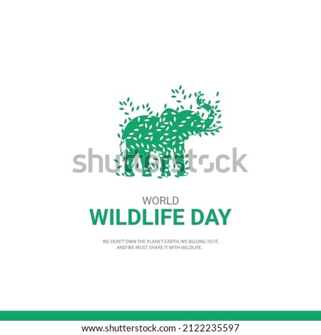 Leaf made elephant, world wildlife day, suitable design for poster, banner vector illustration 13.