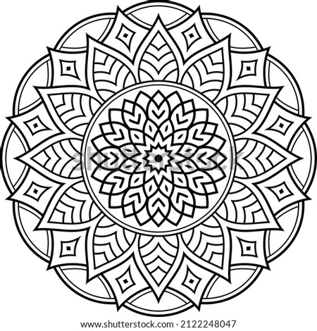 Coloring book page mandala, Circular pattern for Henna, Mehndi, tattoo, card, print, cover, banner, poster, brochure, decoration