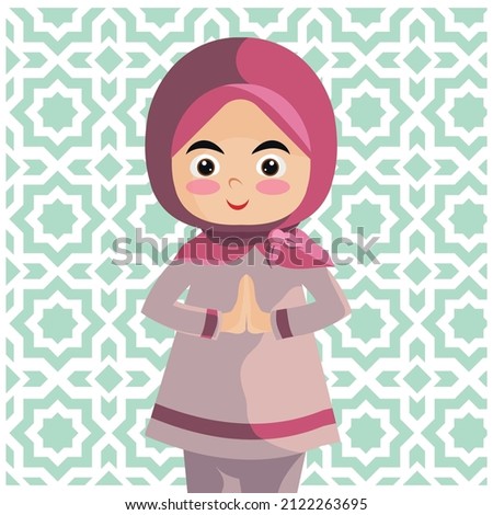 Cute illustration muslim celebration, flat design