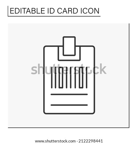  ID card line icon. Badge with barcode. Biometric data. Identity detection concept. Isolated vector illustration.Editable stroke