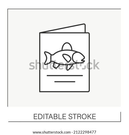 Fishing line icon. Education. Book with information about fish. Fishing industry concept. Isolated vector illustration. Editable stroke