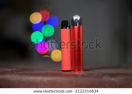 disposable electronic cigarette on bokeh background