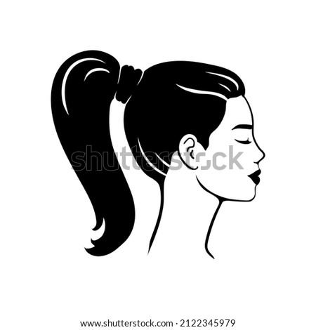 Beautiful silhouette of hairstyle for women. Female icon for beauty salon.  Vector illustration.