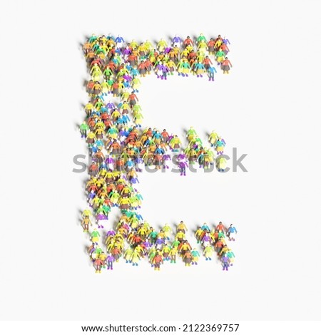 Graphic of people lined in the form of "E" (3D illustration)