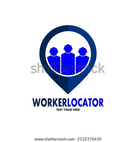Worker locator vector logo template. This design use pin symbol. Suitable for industrial.