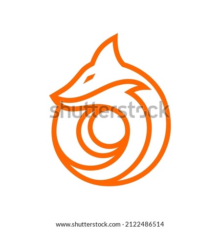 Fox lineart logo, O logo with animal design template, Letter O icon